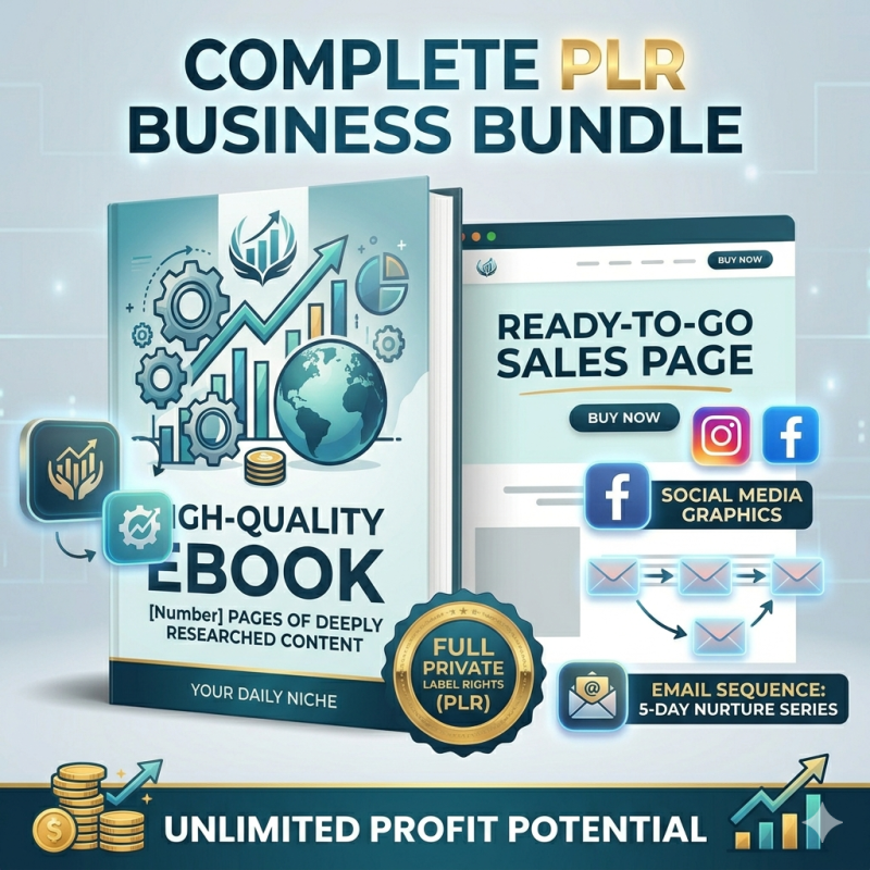 Complete PLR Business Bundle Stop building from scratch and start scaling. This comprehensive PLR bundle provides everything you need to establish yourself as an authority in the [Niche Name] space. Whether you are looking to create a lead magnet or a high-ticket flagship product, this kit is your ultimate shortcut. What’s Included: High-Quality eBook: [Number] pages of deeply researched content. Ready-to-Go Sales Page: Professionally written copy to convert visitors. Social Media Graphics: Eye-catching visuals for Instagram and Facebook. Email Sequence: A 5-day nurture series to drive sales on autopilot. The Profit Potential: With full Private Label Rights, you can edit the content, add your branding, and keep 100% of the profits. Use it to build your list, sell it as a standalone product, or add it to a membership site.